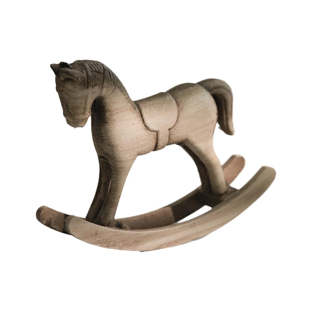 

Nordic Retro Wooden Rocking Horse Ornament Desk Decor Balance Art Adornment Creative Hand Carved Animal Figurines For Kids Gift