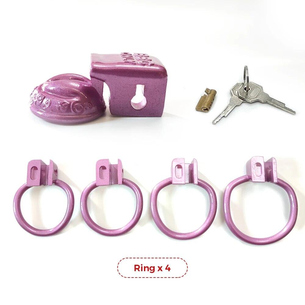 BBC Only CD TS Super Small Pussy Vaginal Chastity Cage Devices 4Rings Ladyboy Male Cock Cage Penis Ring Lock BDSM Men'S Sex Toys
