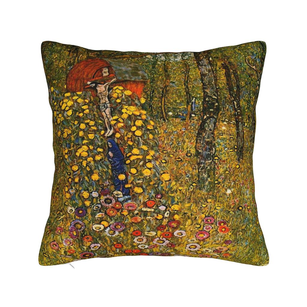 Gustav Klimt Country Garden  Printing Pillowcase Cushion Cover  Pillow Covers New Style Chair Decoration Zipper Multi-Size