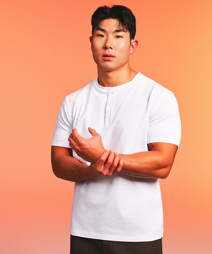 MUSINSA STANDARD SPORTS Cotton Air Muscle Fit Henley Neck Short Sleeve (3 Colors)