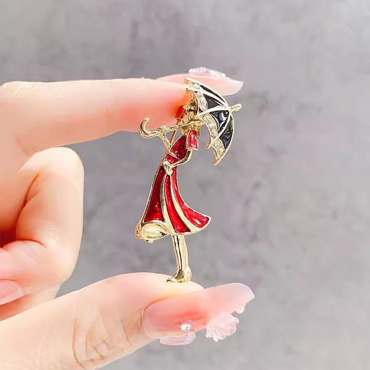 Umbrella Modern Girl Brooch Cartoon Simple Drip Corsage Creative Versatile Pin Clothing Accessories