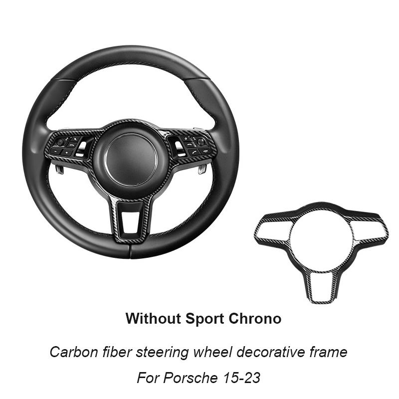 For Porsche Cayenne Panamera Macan 718 911 2006-2024 2023 2022 2021 Carbon Fiber Texture Steering Wheel Panel Frame Cover Trim