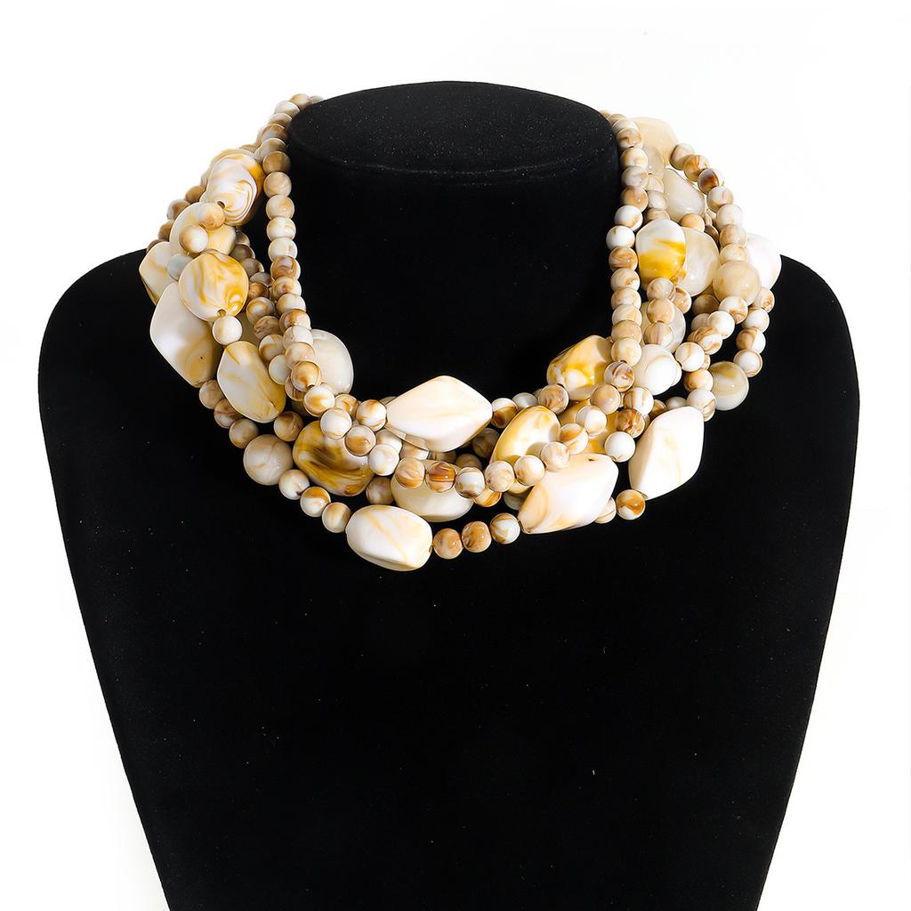 Fashion, hand-beaded multi-layer necklace, personality trend, boho style, layered collarbone chain, daily casual
