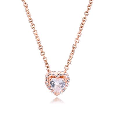 Sparkling Heart Collier Necklace Women 925 Sterling Silver 45CM Link Chain Necklaces Pendants Fine Jewelry Gift Winter