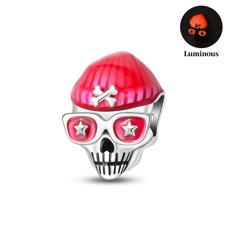 New Luminous Halloween Skull Witch Pumpkin Candy Charms Beads Fit 3Mm Original Bracelets Diy Party Jewelry