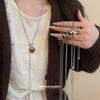 Stainless Steel Tiger's Eye Geometric Pendant Necklace Casual Commuter Versatile Sweater Chain Light Luxury Items