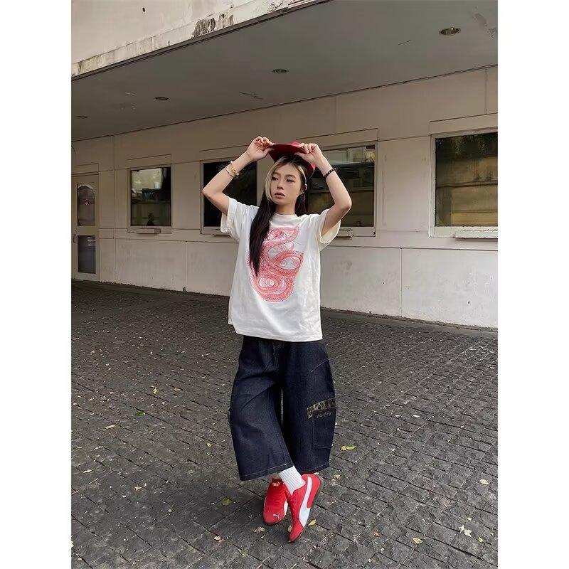 

Новые джинсы с леопардовым принтом, с несколькими карманами, женские свободные и стройнящие брюки прямого кроя 3XL чёрный