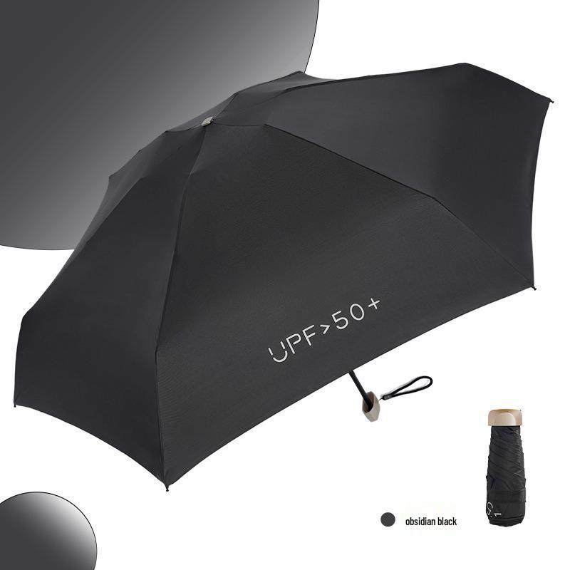 Compact Capsule Umbrella with UV Protection and Black Glue Sunshade