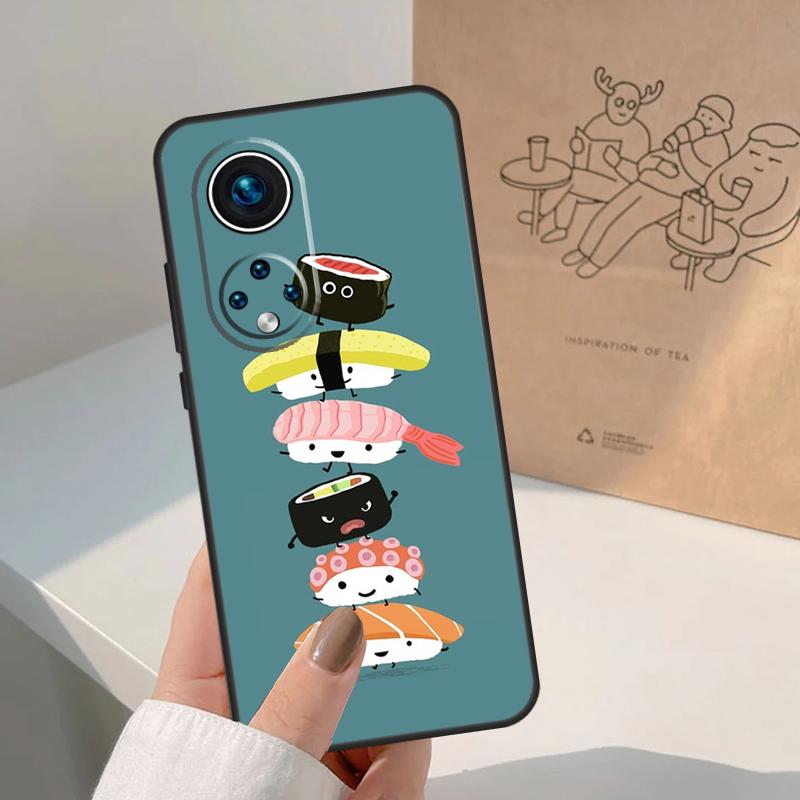 Sushi Food For Huawei P20 P30 P40 P60 Pro P Smart Nova 9 5T Honor 70 90 50 Magic5 Lite X7a X9a X8a Case