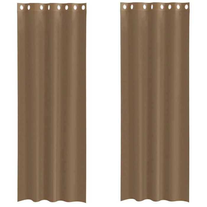VidaXL Rideaux en voile avec œillets 2 pcs marron clair, rideau en filet, rideau transparent, voile de fenêtre, traitement 4102129