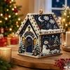 Wooden Christmas Houses Craft Set with Rhinestones Painting Piece, Pearls-Style Accents, and Tools for Hands-On Decorating