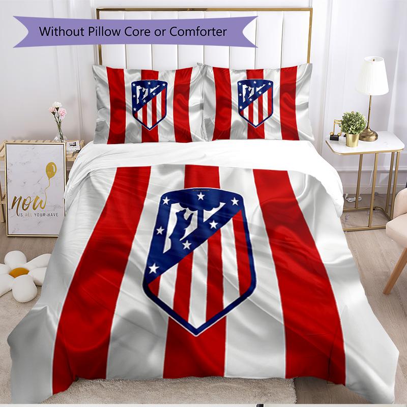 3pcs Duvet Cover Set (1*Duvet Cover + 2*Pillowcase, Without Core), football club Print Soft All‑Season Bedding Set, Home Bedroom Decor Gift