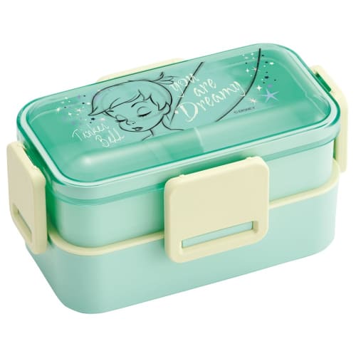 Skater Bento Box, 2-Tier, 600ml, for Women, Made In Japan, with a Soft Dome-Shaped Lid, Dishwasher and Microwave Safe, Disney Peter Pan and Tinker Bel