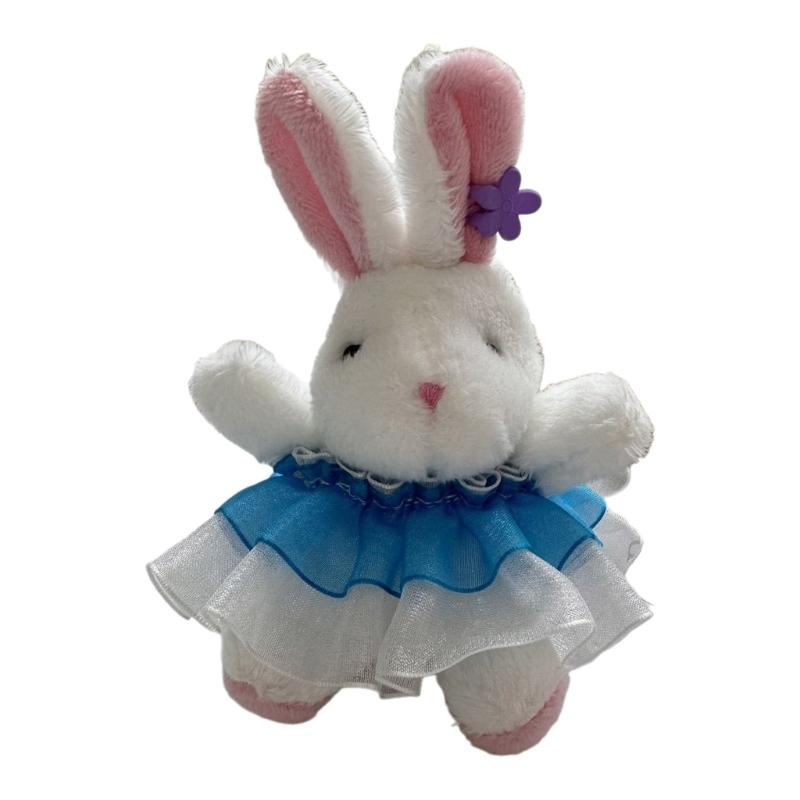 Lovely Rabbits Toy Keychain Soft Plush Pendant Key Chain Cartoon Animal Shaped Keyrings Ornament Stylish Bag Charm