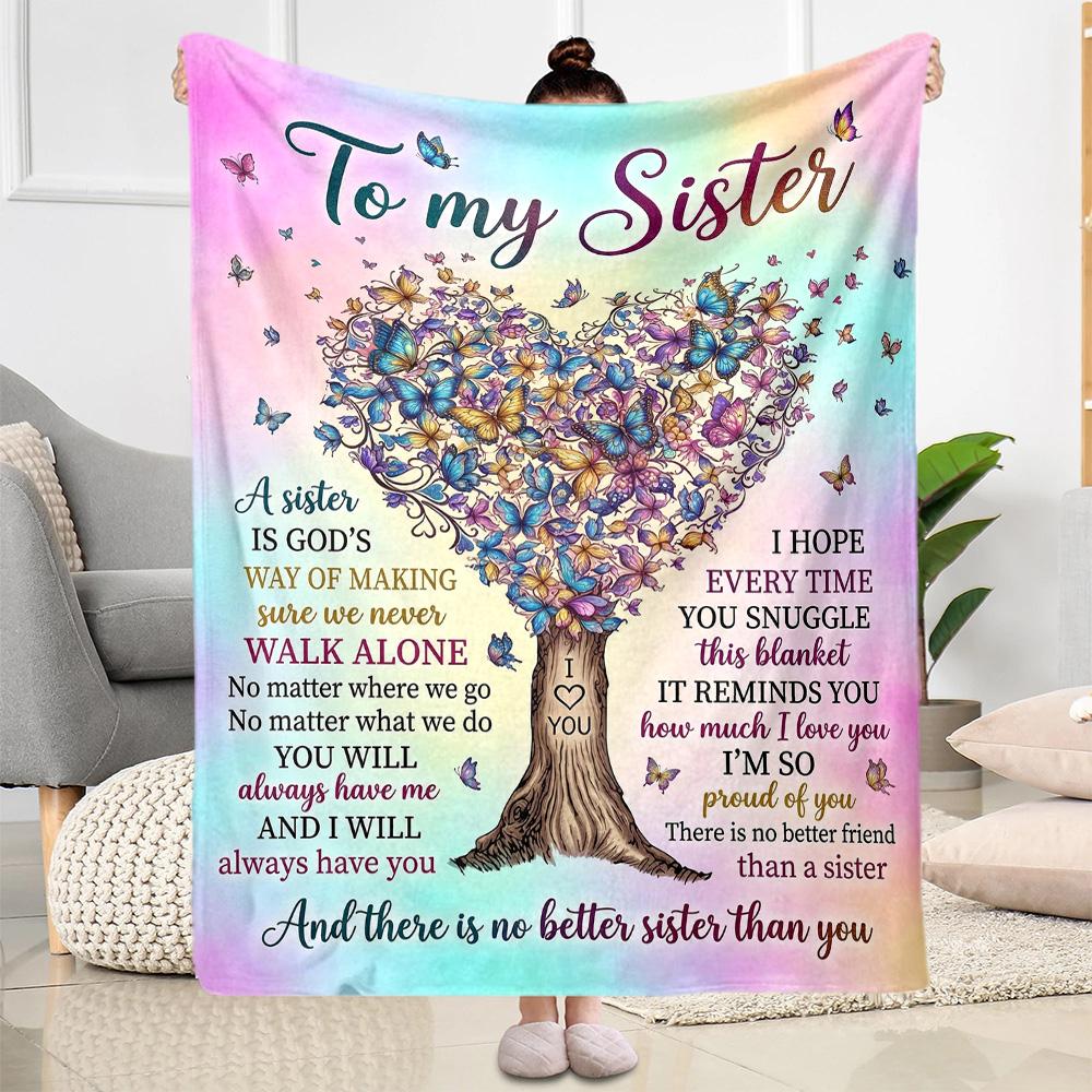 Sisterly Love Support Blanket Soft Warm Cozy Suitable for Bedding Couch Seaside for All Seasons Digital Print Best Holiday Gift for Friends Family