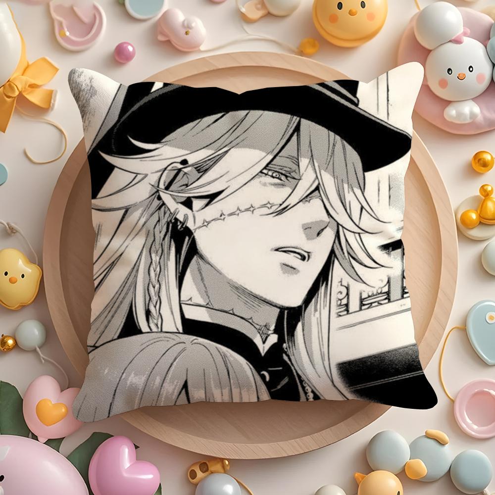 Pikpaka Anime Manga Black Butler Cushion Cover Plush Fabric Soft Double-Sided Printed Sofa Warm Winter Home Gift Pillow Cover