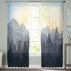 Mountain Pine Woods Sun Tulle Curtains For Bedroom Modern Voile Curtains Home Decoration Window Curtains