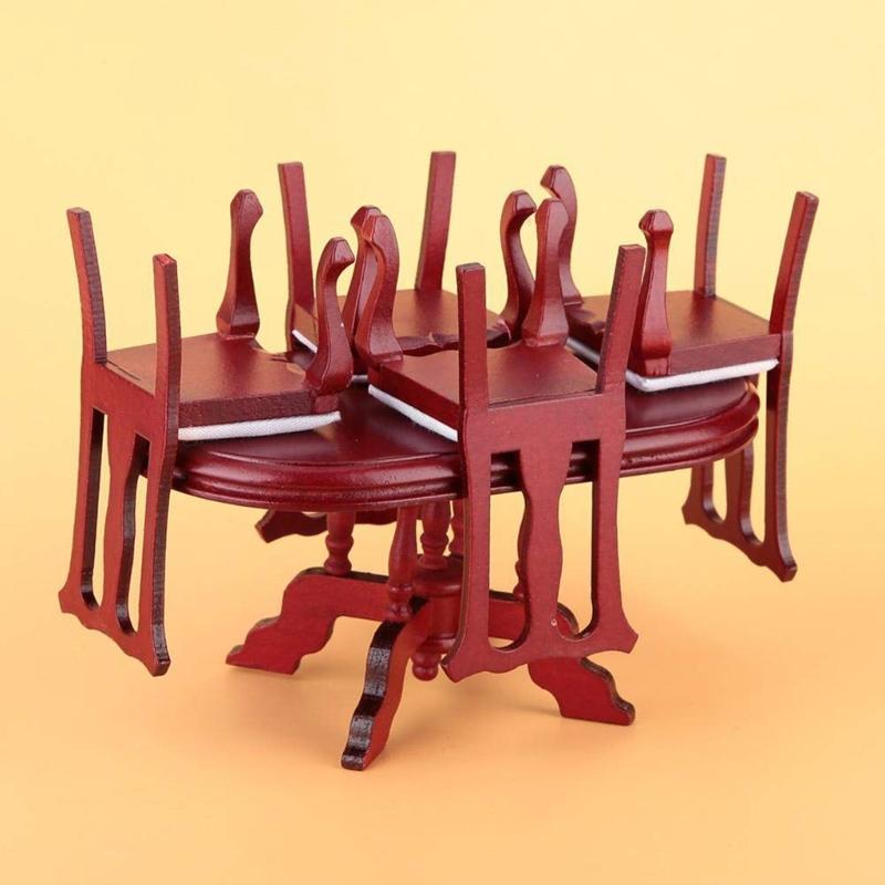 Doll House Chair Table Model Dining Set Realistic Table Dollhouses Chair Realistic Play Chair Realistic 1:12 Model Toy