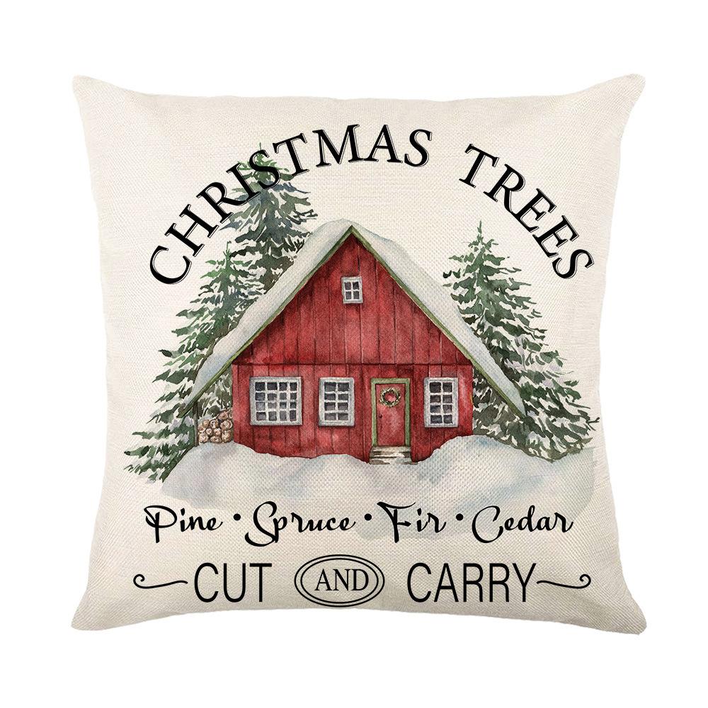 Christmas linen pillow cover sofa living room holiday decoration printed nap pillow