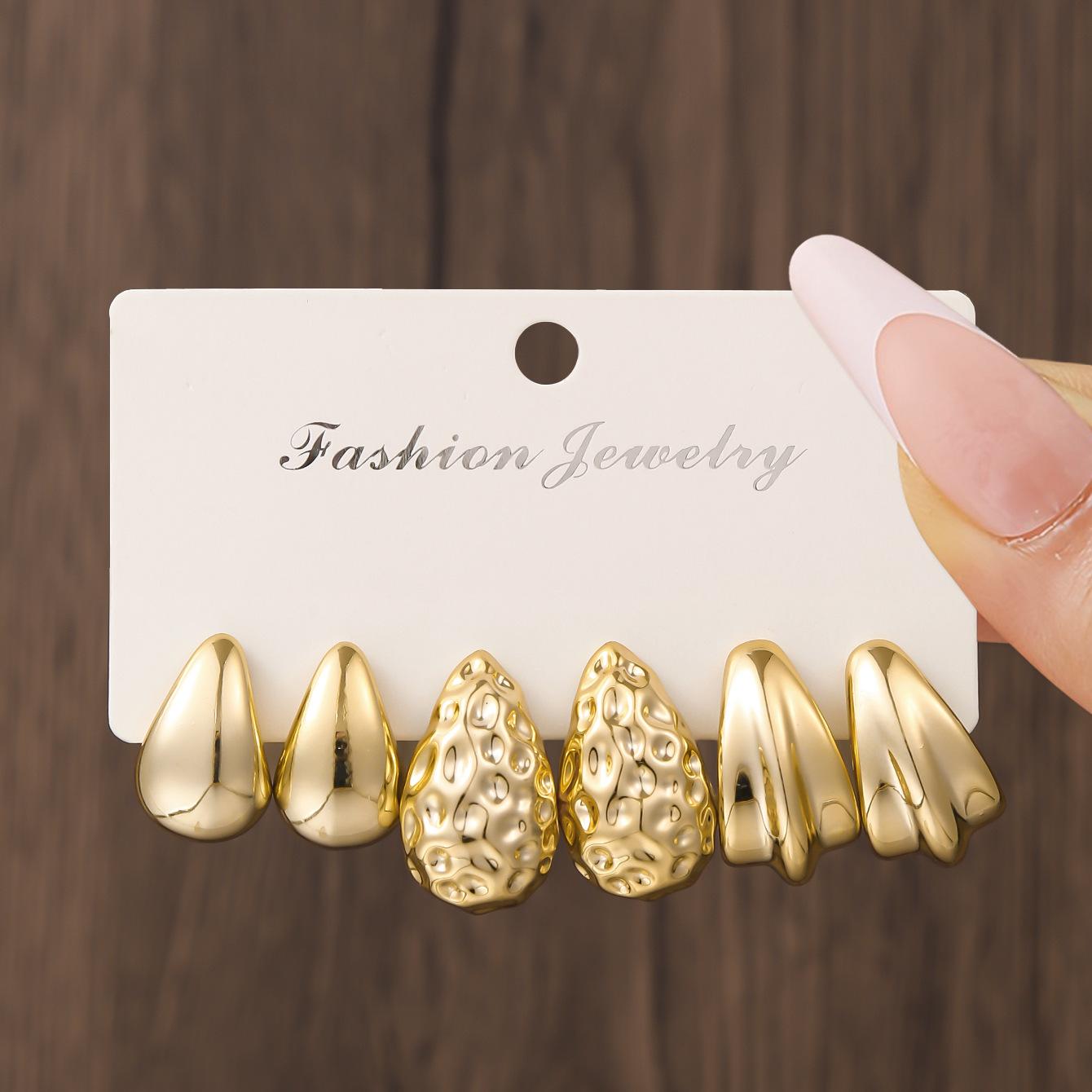 Foreign trade hot-selling explosion geometric shape water drop earrings set CCB exaggerated earrings elegant and versatile