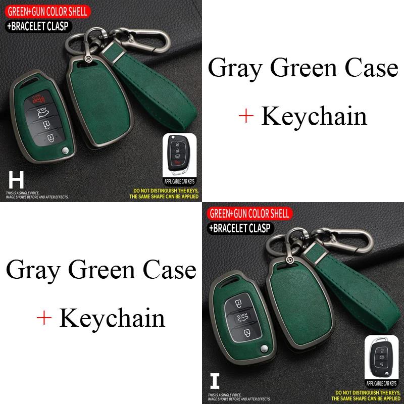 Zinc Alloy + Leather Car Key Case For Hyundai Ix25 Ix35 I10 I20 Solaris Tucson Sonata Santa Sport Elantra Creta Verna -
