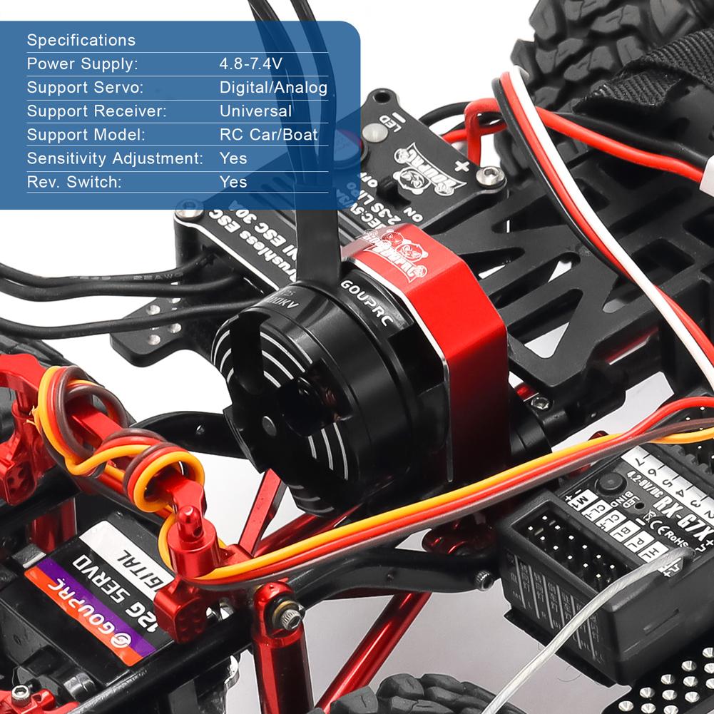 2204 2400KV Brushless Outrunner Motor with Transmission & 30A Brushless Mini ESC for 1/24 RC Crawler Axial SCX24 Upgrade
