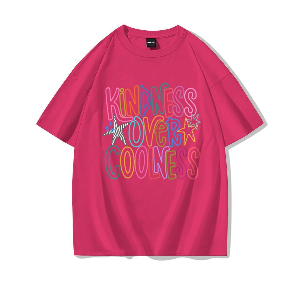 Girls Harajuku Y2k Tops Kindness Over Coolness Rainbow Print Unisexs Tshirt Positive Quote Casual Tee Cotton Top Streetwear
