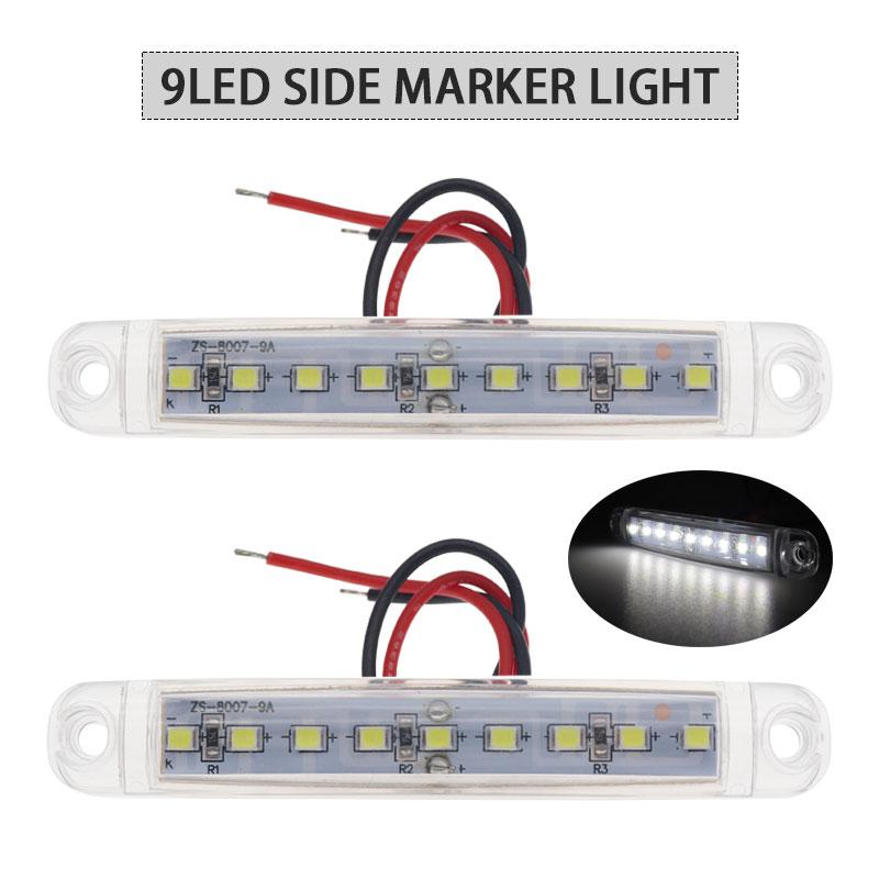 10pcs White 9LED Bus Truck Trailer Truck 24V LED Lights Side Marker Light Waterproof LED Light Tail Indicator Parking Light