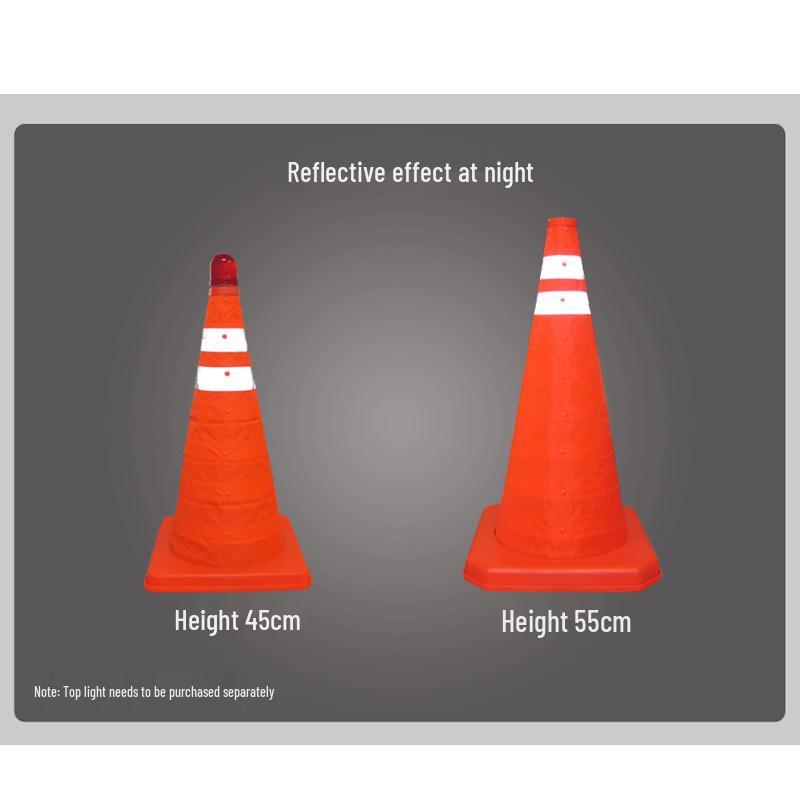 Car with Retractable Traffic Cones: Folding, Reflective, Triangular, and Portable Emergency Parking Warning Indicators
