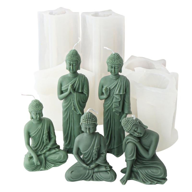 Buddha Statue Candle Resin Mold 3D Buddha Aromatherapy Candle Silicone Mould DIY Gypsum Crafts Making Decorations