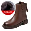 Leather Women's Shoes 2026 Autumn and Winter New British Retro Rear Zipper Thick Heel Boots Martin Boots Skinny Boots Women's Short Boots