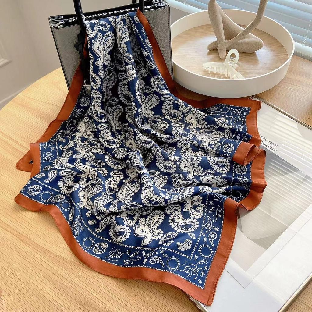 New Square Scarf Women Luxury Paisley Print Soft Satin Hairband Hands Bag Ribbon Foulard Hijab Neckerchief Headband