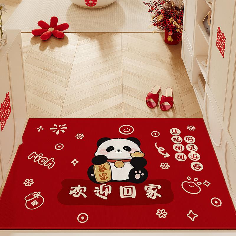 Cute Cartoon Door Floor Mat Indoor Door Dirt-Resistant Wear-Resistant Dust-Removing Crystal Velvet Foot Pad Entrance Absorbent Foot Pad