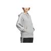 adidas College Style Striped Logo Embroidered Loose Fit Drop Shoulder Long Sleeve Drawstring Hoodie Women Hoodies Gray JF1407