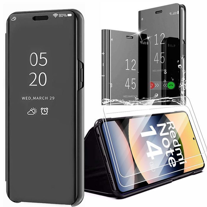 Coque de protection - Xiaomi - Redmi Note 14 5G - Effet Miroir - 2 Verres Trempés - Antichoc