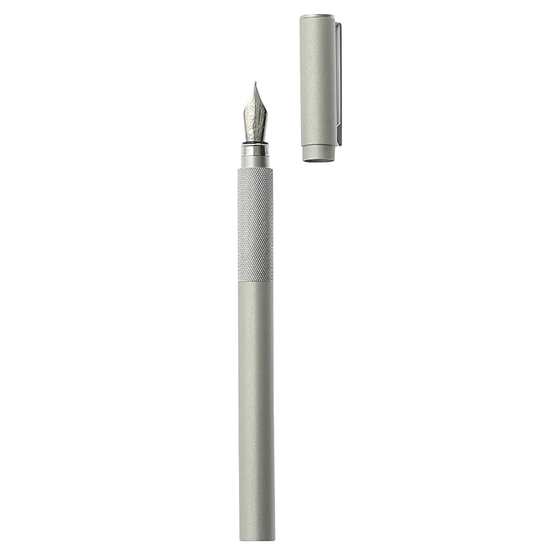 

MUJI Aluminum Round Barrel Fountain Pen, Black, 13.7 x 1 cm, Fine - Includes 1 Ink Cartridge, Product Number 15136865