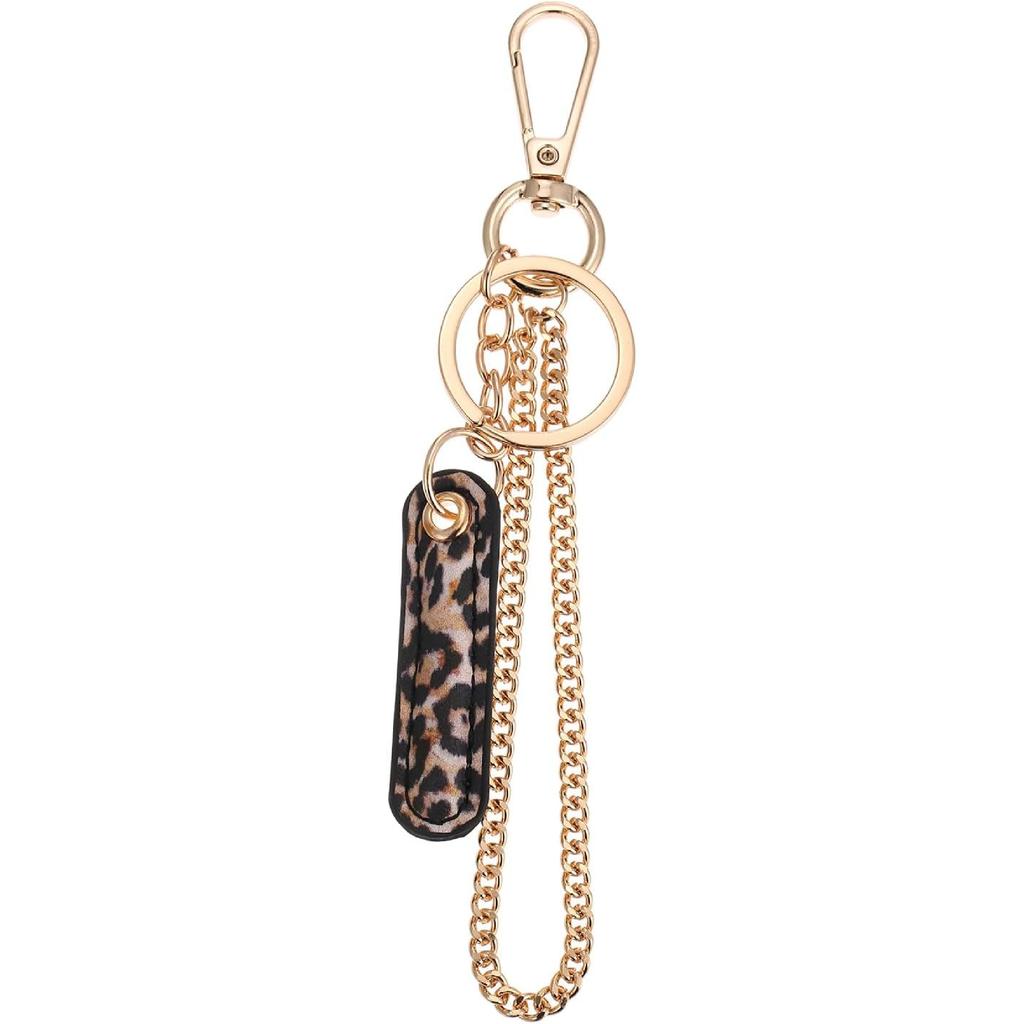 Leopard Letter Keychain for Women, PU leather Initial Letter Keyring Keychain Accessories Purse Handbags Charm