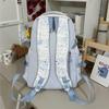 Cute Star Print School Backpack Lightweight Nylon Zipper Daypack with Clear Pocket for Teen Girls Daily Travel