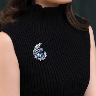 Broszka Pin Elegancki Temperament Sztuczny Kryształ Błyszczący Kryształ Inkrustowany Jasny Połysk Dekoracyjny Prezent Kobiety
