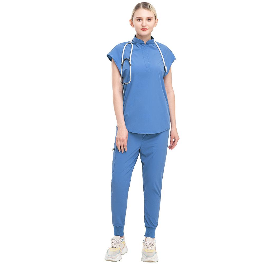 Letni strój z krótkim rękawem do prania ręcznego, elastyczny, szybkoschnący, szlafrok chirurgiczny, damski, do salonu piękności, ubranie robocze lekarza, top pielęgniarki