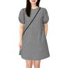 ZANZEA Damen Freizeit Rundhals Gitterdruck Sommer Kurzarm Kleid