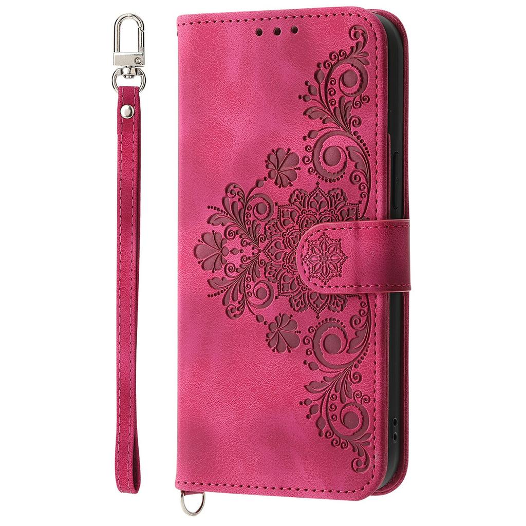 For Motorola Moto G35 5G Case Flower Pattern PU Leather Wallet Phone Cover with Strap