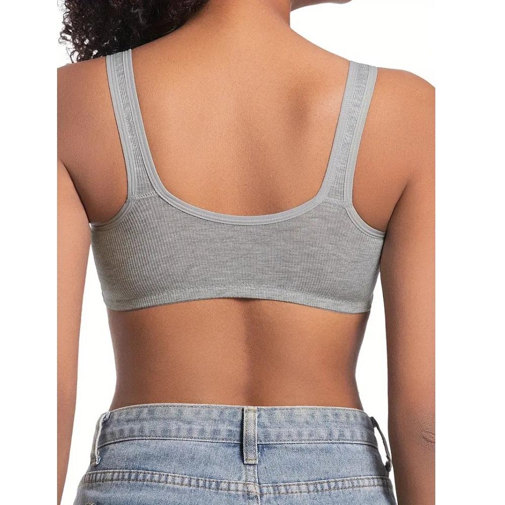 Women's Bra Wire-Free Front Closure Solid Color Full Coverage 3D Cups More Considerate for Middle-Aged And Elderly Individual Underwear