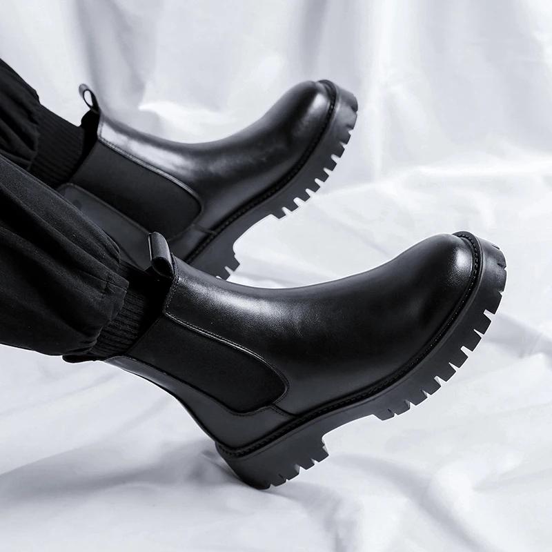 Nauji Chelsea Batai Vyriški Rankų Darbo Batai Didelio Dydžio Prabangaus Prekės Ženklo Vyriški Batai Ruduo Žiema Šilti Kailiniai Retro Kulniukai Zapatos Hombre