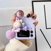 For Samsung Galaxy Z Flip 7 FE Cartoon Bear Love Heart Case For Samsung Z Flip 7 6 5 4 ZFlip 7 Hairball 3D Cartoon Pendant Cover