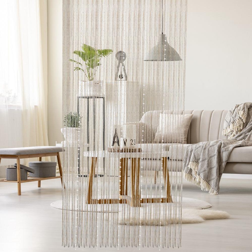

Decorative Beaded Curtain Dense Crystal Curtain Practical Room Divider Doorway Use White