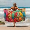 Asciugamano da Spiaggia in Microfibra Colorato con Stampa di Pappagalli, Asciugamano Assorbente Oversize con Uccelli Tropicali per Estate, Nuoto e Piscina