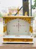 Embossed Painted Wood Mandir: Antique Finish Wall Shrine
