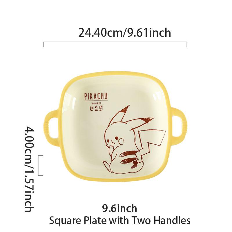 SHUNXIANG Pokémon Keramik Geschirrset Pikachu Cartoon Muster Keramik Schüssel Teller Gericht Speiseteller Mikrowellengeeignet Geschirr