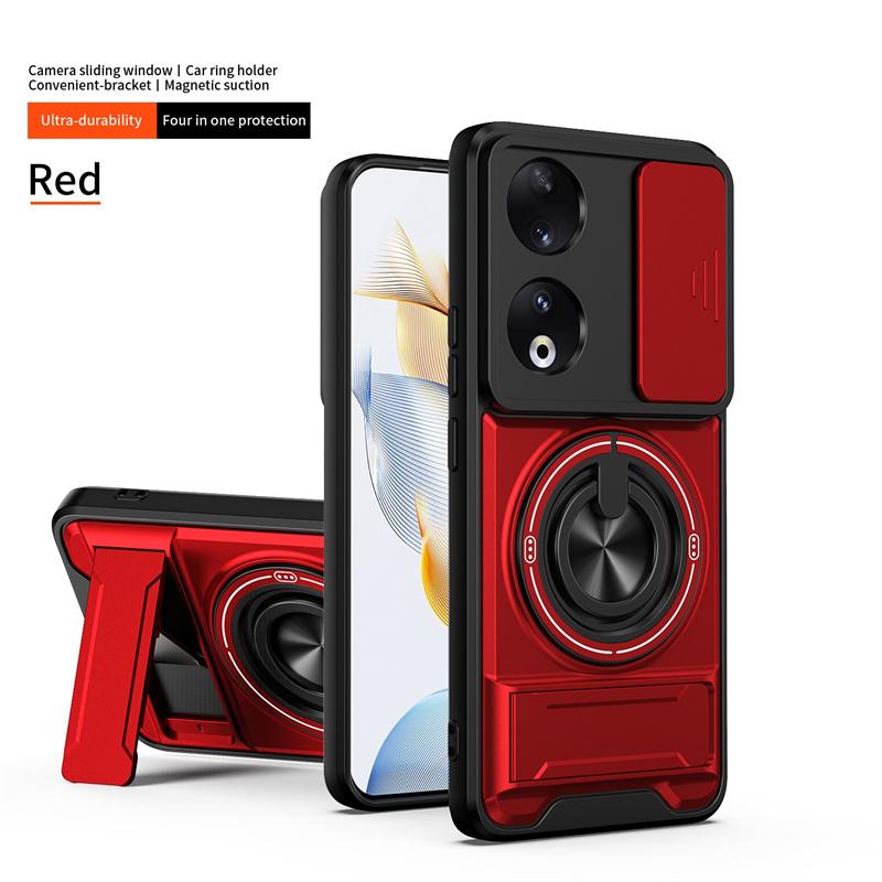 Armor Phone Case For Honor 90 Smart 90 Lite Cover Lens Protection Magnetcic Ring Stand Holder Back Shell Fundas